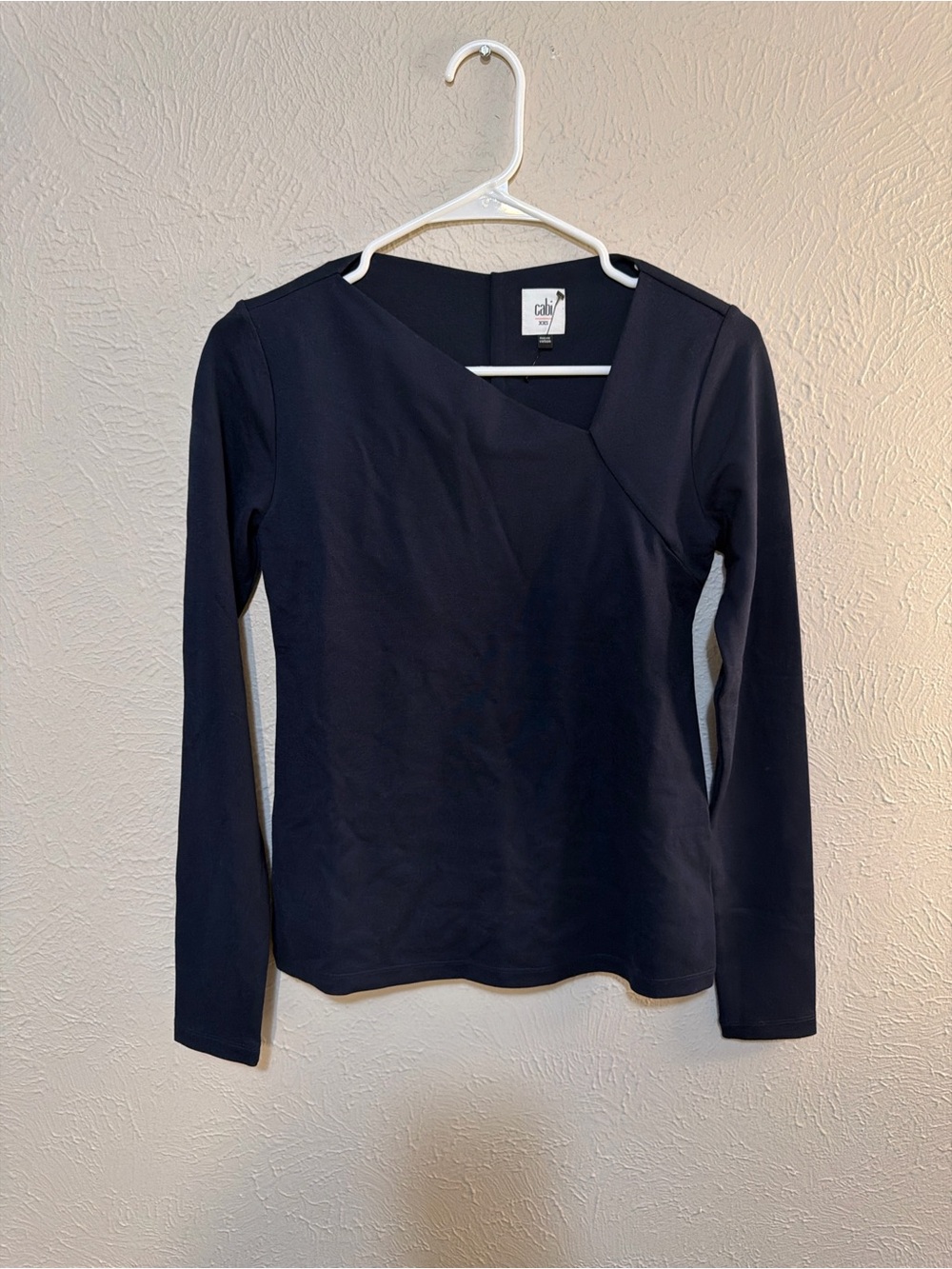 CAbi navy Long-Sleeve Asymmetrical Neck Top